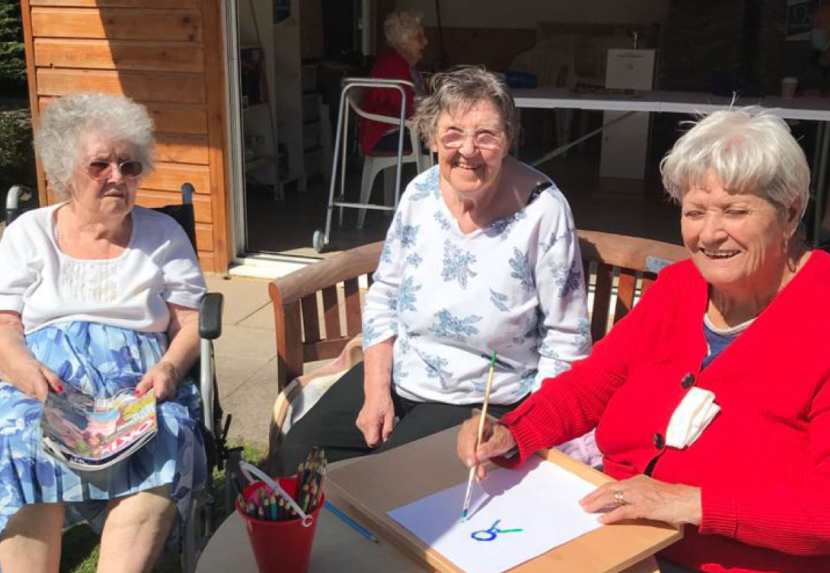 Residents doing craft lessons